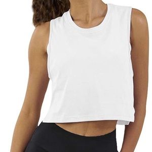 New Mippo Women's Loose Flowy Mesh Workout Athletic Gym Crop Top Muscle Tee Sz M